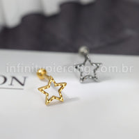 Piercing Minibarbell Aço Cirúrgico Estrela Vazado