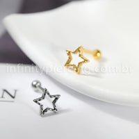 Piercing Minibarbell Aço Cirúrgico Estrela Vazado