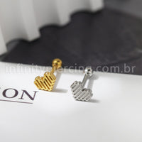 Piercing Barbell Aço Cirúrgico Coração Detalhado