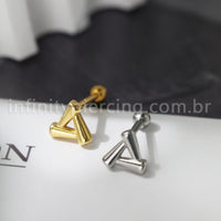 Piercing Minibarbell Aço Cirúrgico Triângulo Vazado Liso