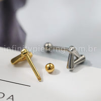 Piercing Minibarbell Aço Cirúrgico Triângulo Vazado Liso