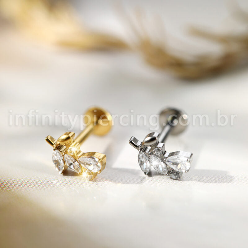 Piercing Labret Ramo Titânio Zircônia