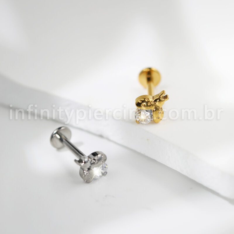 Piercing Labret Titânio Joaninha