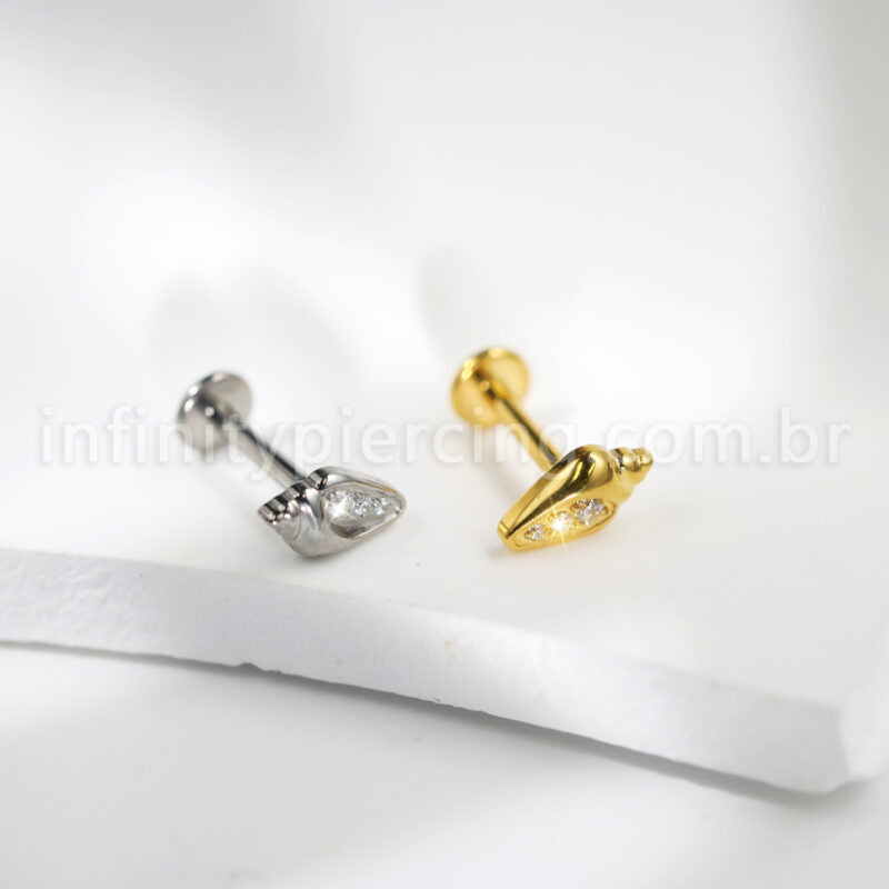 Piercing Labret Titânio Concha Caracol