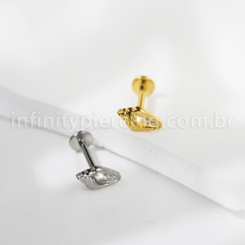 Piercing Labret Titânio Concha Caracol