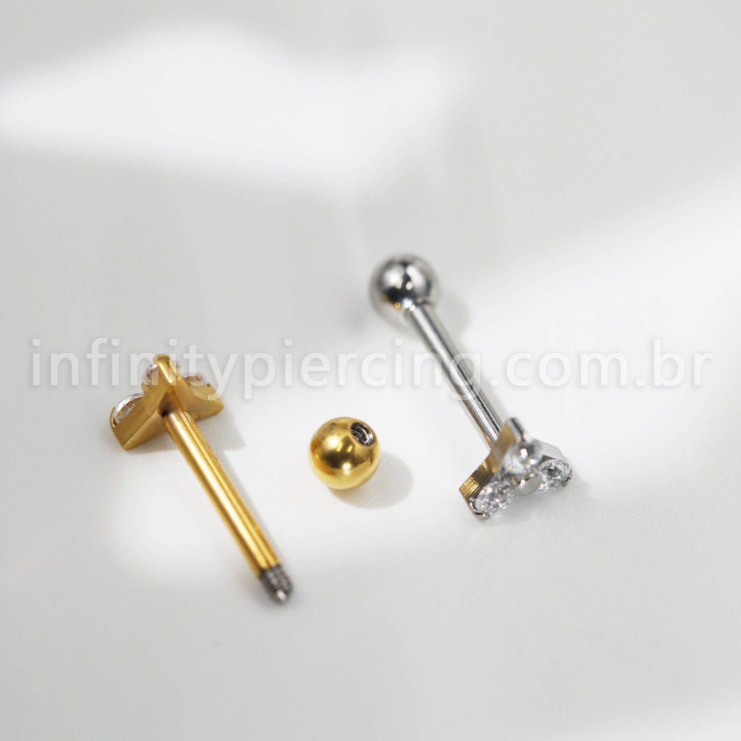 Piercing Barbell Aço Cirúrgico Trinity Zircônia