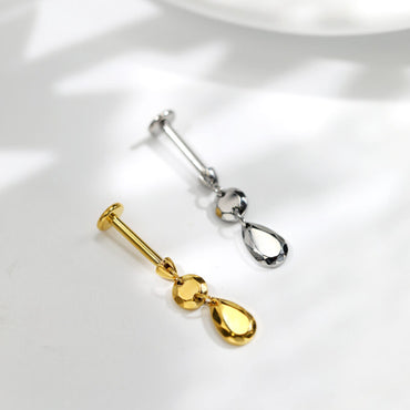 Piercing Labret Titânio Com Pingente Gota