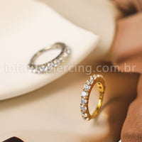 Piercing Argola Titânio Segmento Articulado Zircônia Cravejada Lateral
