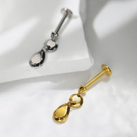 Piercing Labret Titânio Com Pingente Gota
