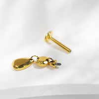 Piercing Labret Titânio Com Pingente Gota