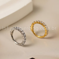 Piercing Argola Titânio Segmento Articulado Zircônia Cravejada Lateral