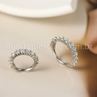 Piercing Argola Titânio Segmento Articulado Zircônia Cravejada Lateral