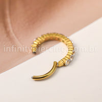Piercing Argola Titânio Segmento Articulado Zircônia Cravejada Lateral