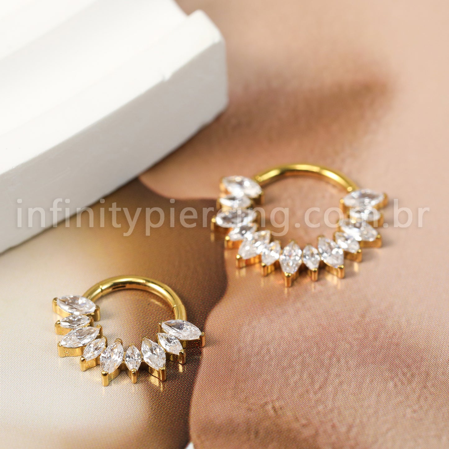 Piercing Argola Titânio Segmento Articulado Zircônia Cravejada