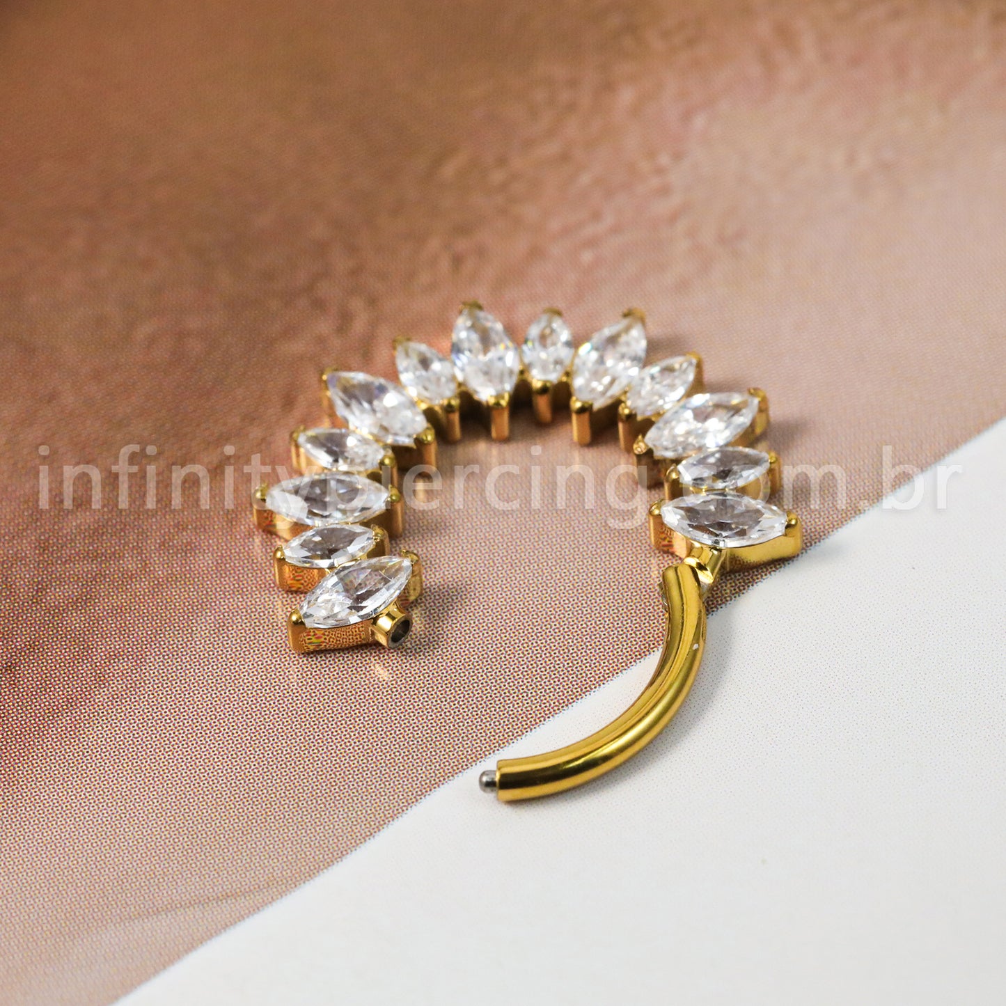 Piercing Argola Titânio Segmento Articulado Zircônia Cravejada