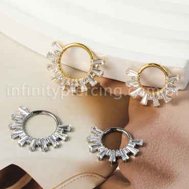 Piercing Argola Titânio Segmento Articulado Zircônia Cravejada