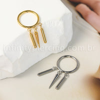 Piercing Argola Titânio Segmento Articulado Com Pingentes