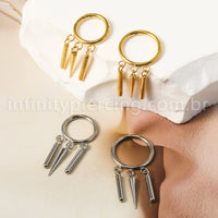 Piercing Argola Titânio Segmento Articulado Com Pingentes