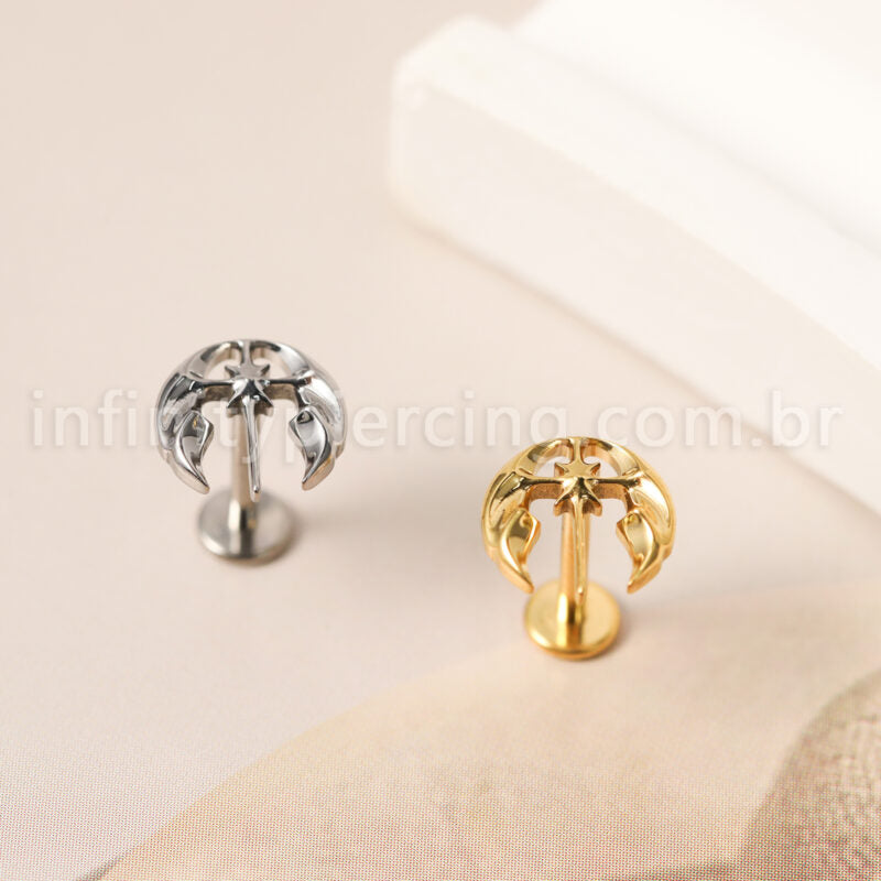 Piercing Labret Titânio Asas Detalhadas