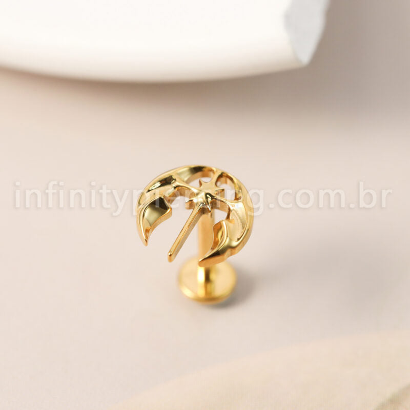 Piercing Labret Titânio Asas Detalhadas