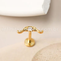 Piercing Labret Titânio Bigode Zircônia Cravejada