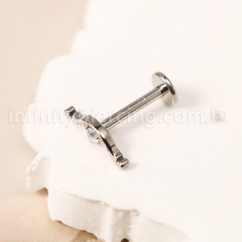 Piercing Labret Titânio Bigode Zircônia Cravejada