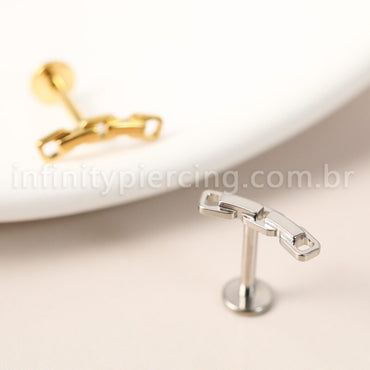 Piercing Labret Titânio Corrente