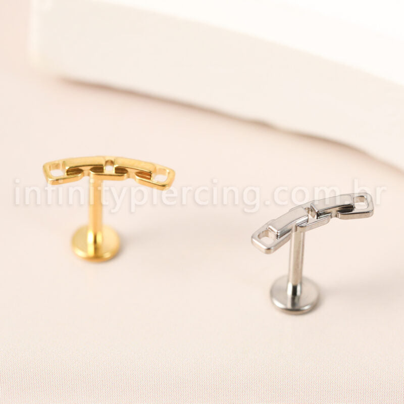 Piercing Labret Titânio Corrente