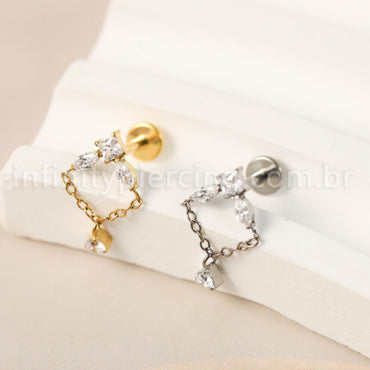 Piercing Labret Titânio Zircônia Cravejada Com Pingente