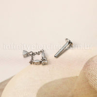 Piercing Labret Titânio Zircônia Cravejada Com Pingente