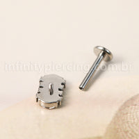 Piercing Labret Titânio Zircónia Cravejada Retangular