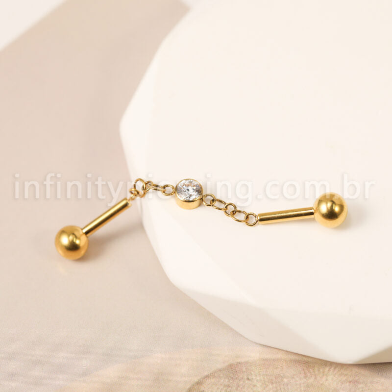 Piercing Transversal Titânio Ponto De Luz Zircônia Cravejada
