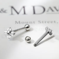 Piercing Minibarbell Aço Cirúrgico Flor Zircônia Cravejada