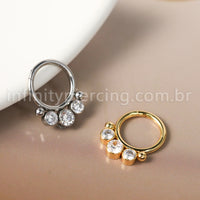 Piercing Argola Aço Cirúrgico 3 Zircônias