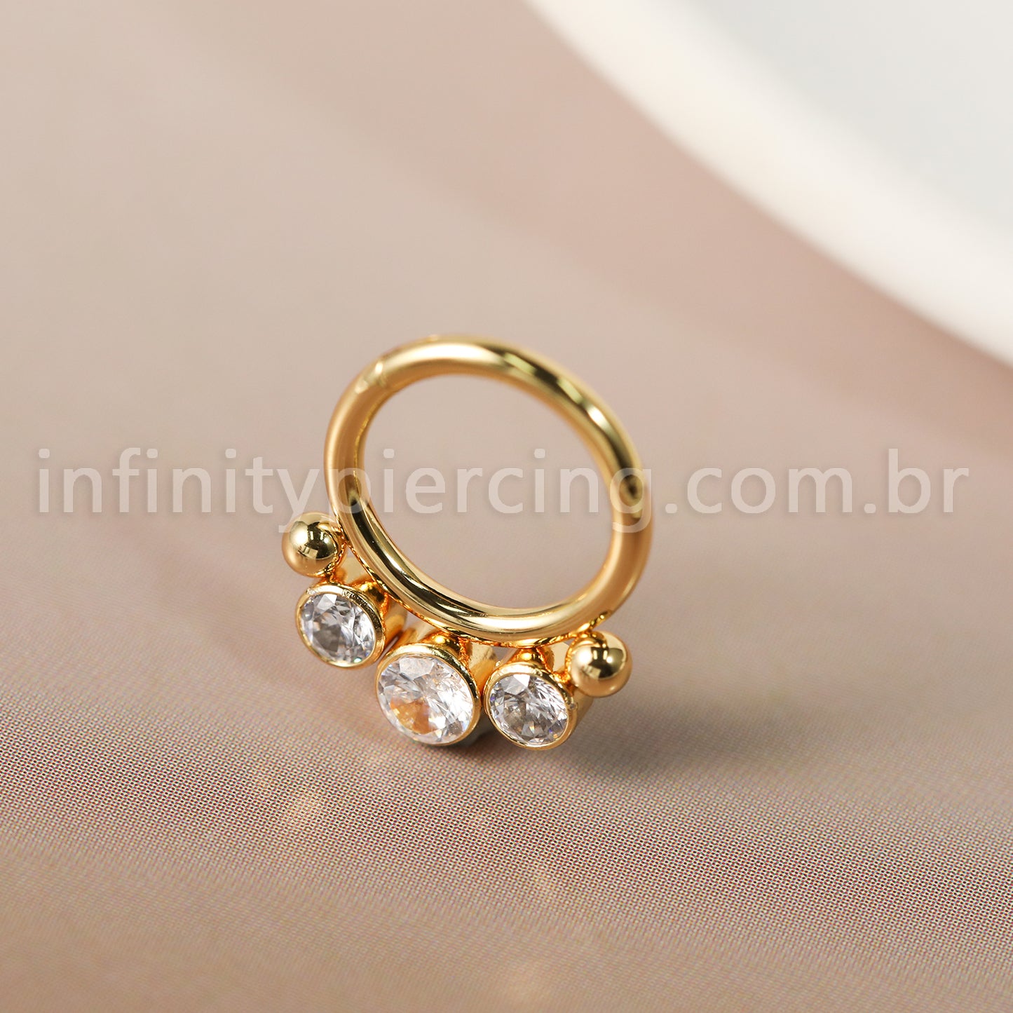 Piercing Argola Aço Cirúrgico 3 Zircônias