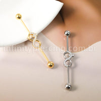 Piercing Transversal Titânio Infinito Zircônia Cravejada
