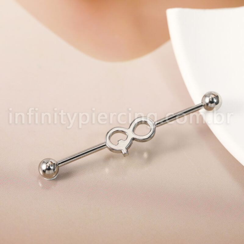 Piercing Transversal Titânio Infinito Zircônia Cravejada