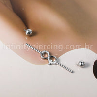 Piercing Transversal Titânio Infinito Zircônia Cravejada
