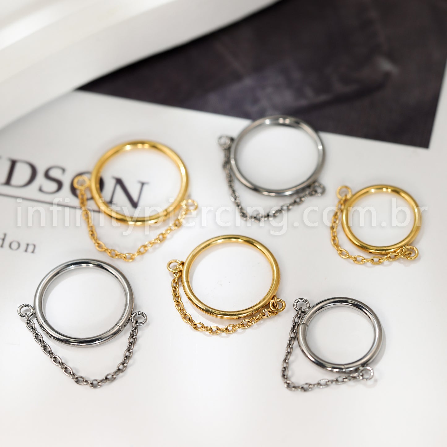 Piercing Argola Titânio Com Corrente