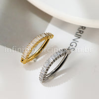 Piercing Argola Para Umbigo  Aço Cirúgico Zircônia Retangular