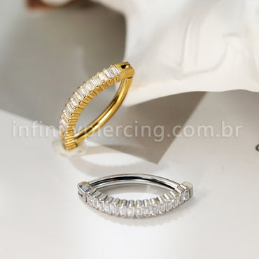Piercing Argola Para Umbigo  Aço Cirúgico Zircônia Retangular