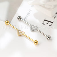 Piercing Transversal Titânio Coração Zircônia Cravejada