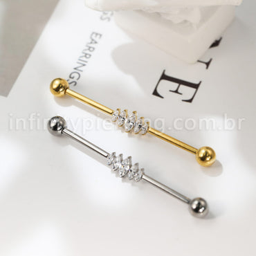 Piercing Transversal Titânio Zircônia Cravejada