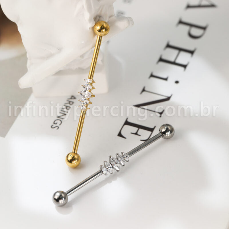 Piercing Transversal Titânio Zircônia Cravejada