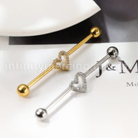 Piercing Transversal Titânio Coração Zircônia Cravejada