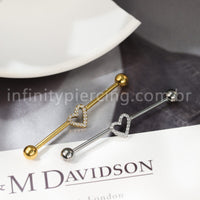 Piercing Transversal Titânio Coração Zircônia Cravejada