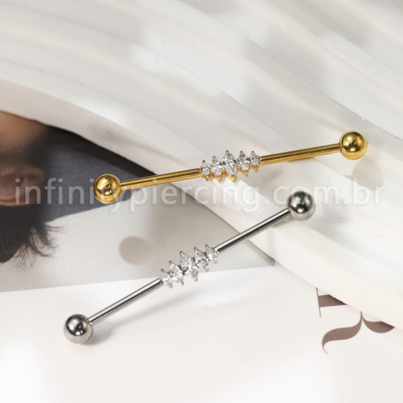 Piercing Transversal Titânio Zircônia Cravejada