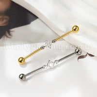 Piercing Transversal Titânio Losango Zircônia Cravejada