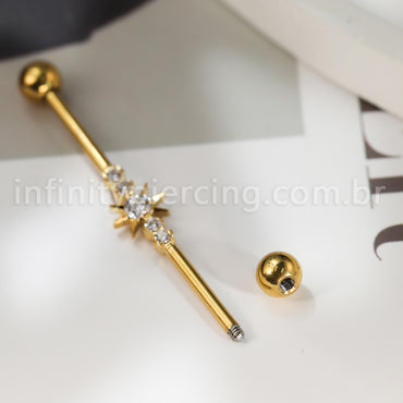 Piercing Transversal Titânio Zircônia Cravejada