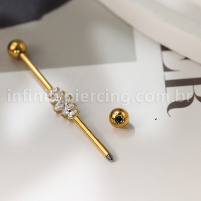 Piercing Transversal Titânio Zircônia Cravejada